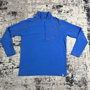 Tasc Performance Pullover Mens Sz L Blue Cotton Pullover Quarter Zip Mock Neck